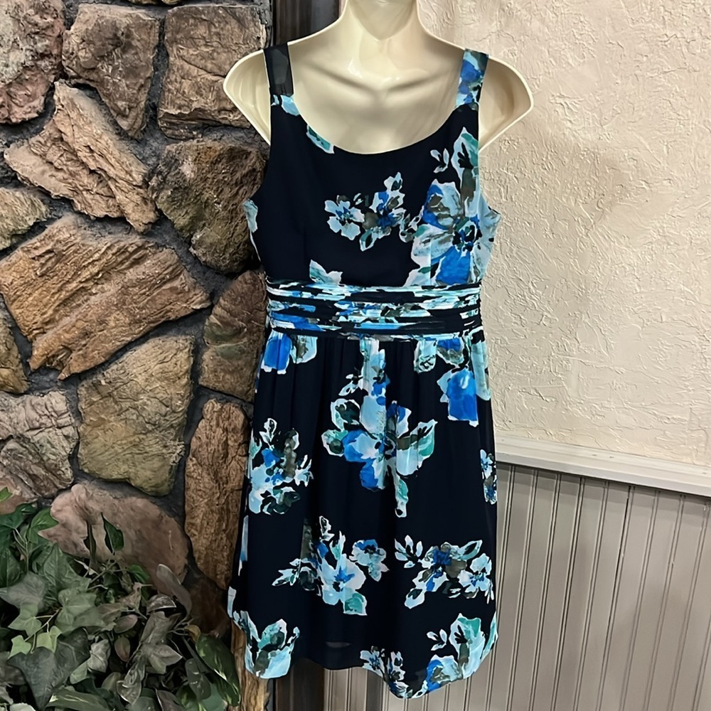 Ann Taylor Black and Blue Floral Mini Dress - Picture 3 of 6